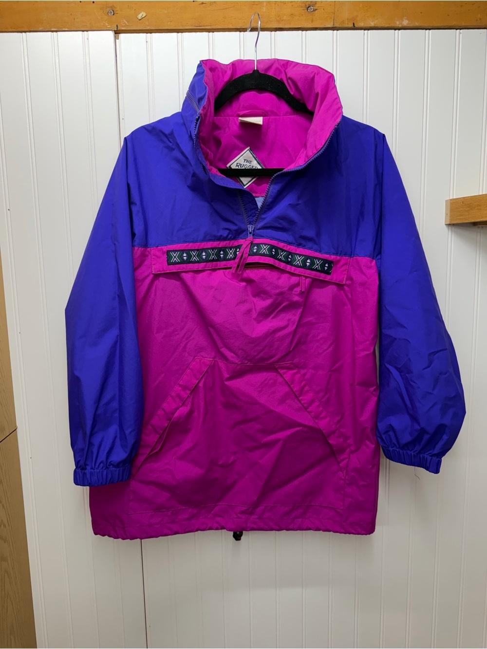 Vintage Kids Pink and Purple Colorblock Pullover Raincoat